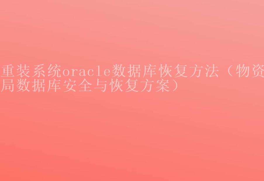 重装系统oracle数据库恢复方法（物资局数据库安全与恢复方案）1