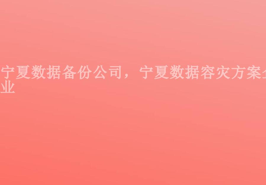 宁夏数据备份公司，宁夏数据容灾方案企业2