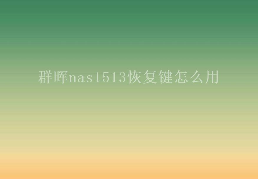 群晖nas1513恢复键怎么用2