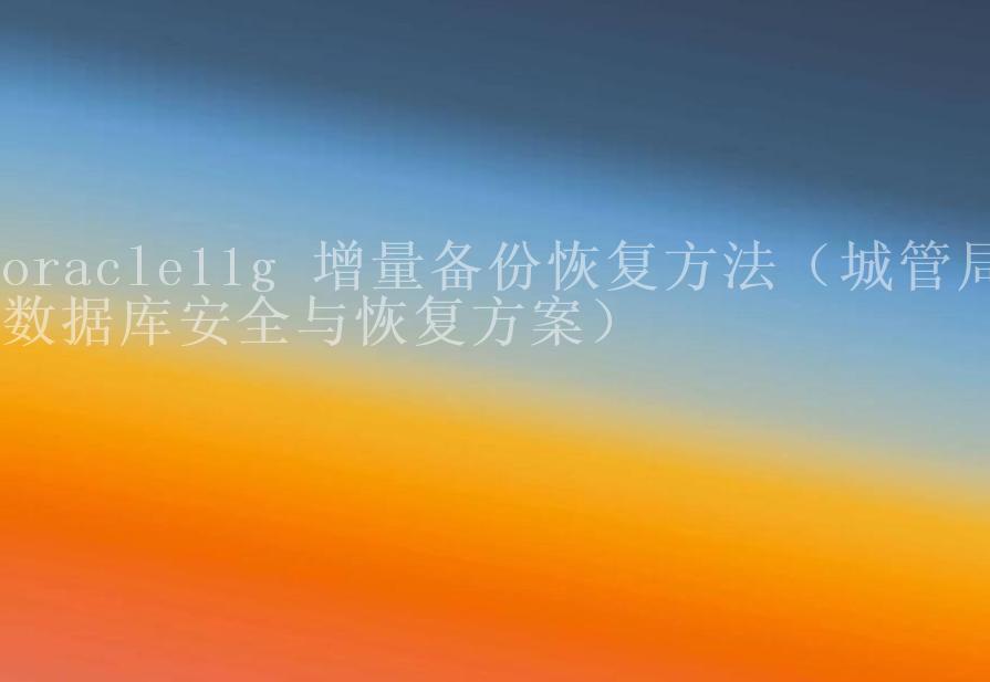 oracle11g 增量备份恢复方法（城管局数据库安全与恢复方案）2