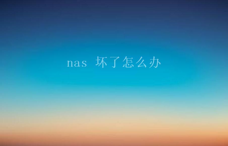 nas 坏了怎么办1