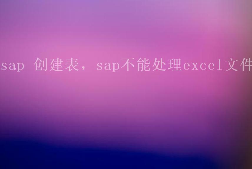 sap 创建表，sap不能处理excel文件2