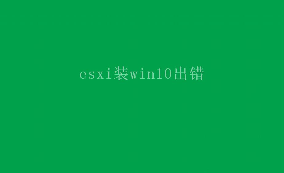 esxi装win10出错2