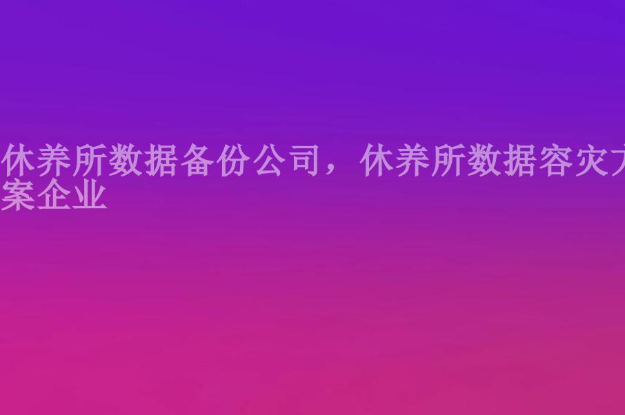 休养所数据备份公司，休养所数据容灾方案企业2