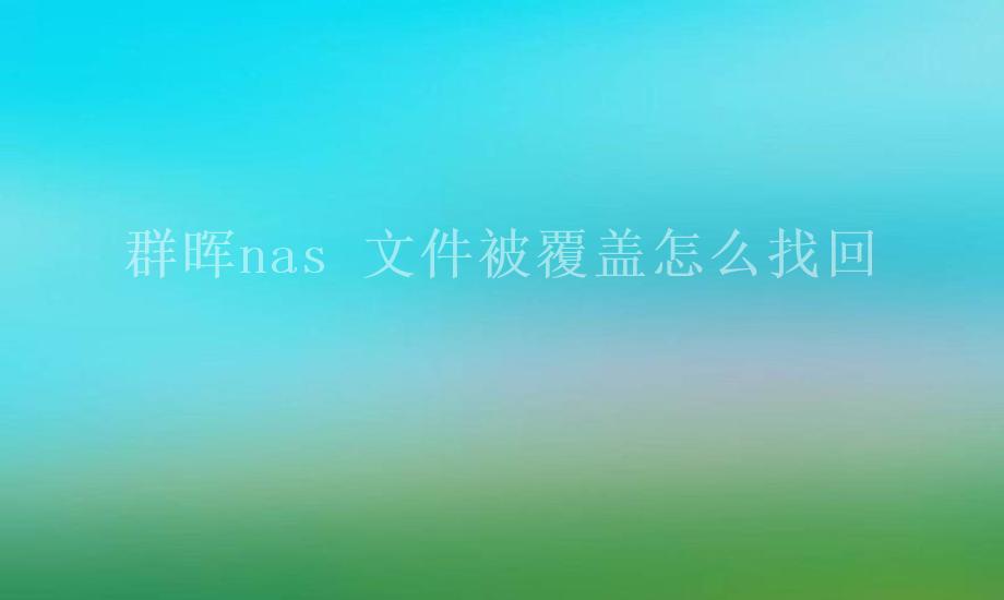 群晖nas 文件被覆盖怎么找回1