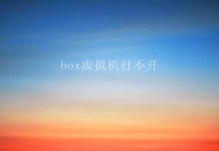 box虚拟机打不开1