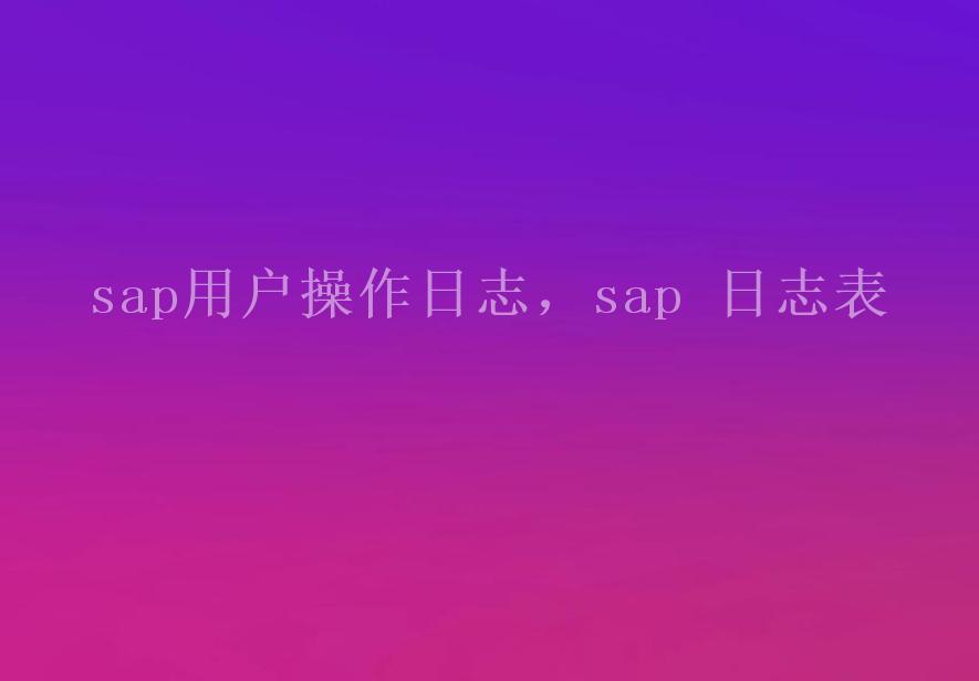 sap用户操作日志，sap 日志表1