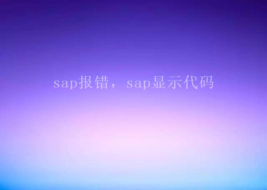 sap报错，sap显示代码1