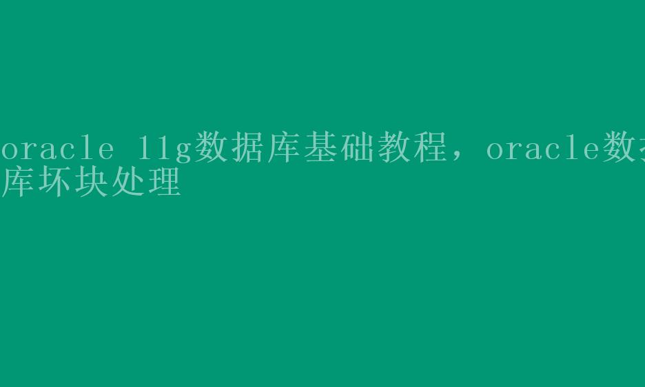 oracle 11g数据库基础教程，oracle数据库坏块处理1