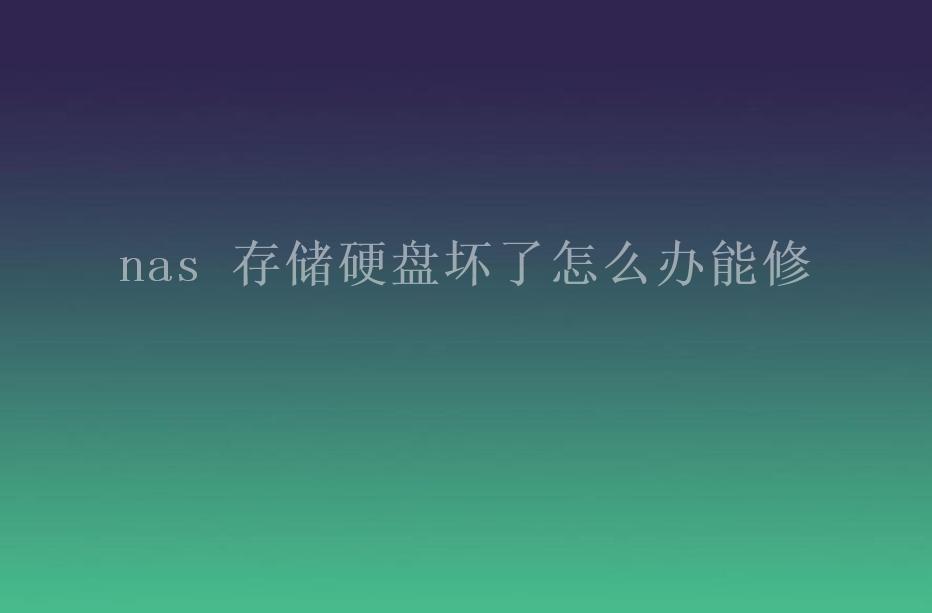 nas 存储硬盘坏了怎么办能修1