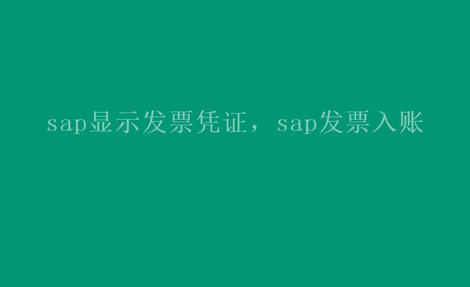 sap显示发票凭证，sap发票入账1