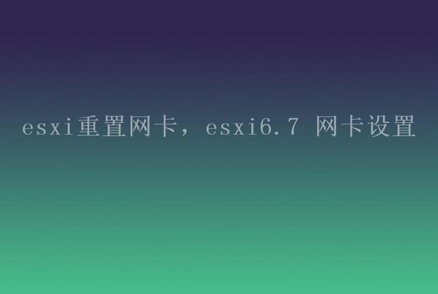 esxi重置网卡，esxi6.7 网卡设置2