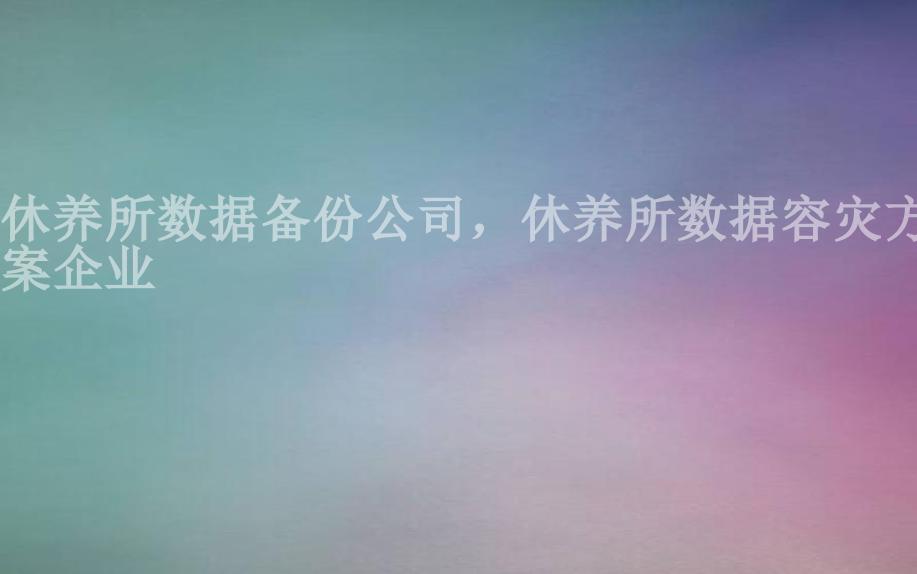 休养所数据备份公司，休养所数据容灾方案企业1