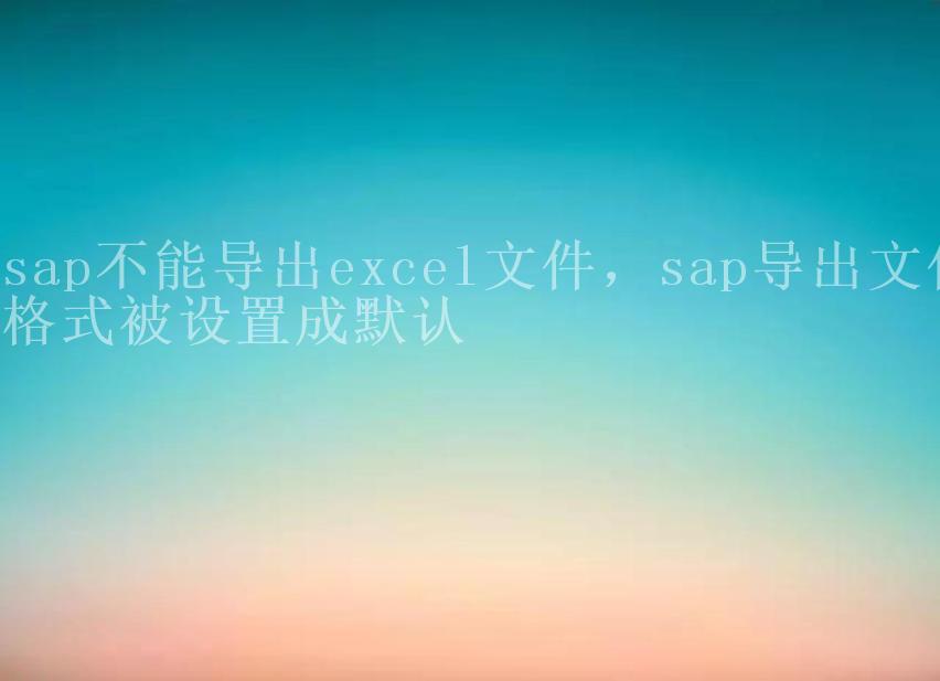 sap不能导出excel文件，sap导出文件格式被设置成默认1