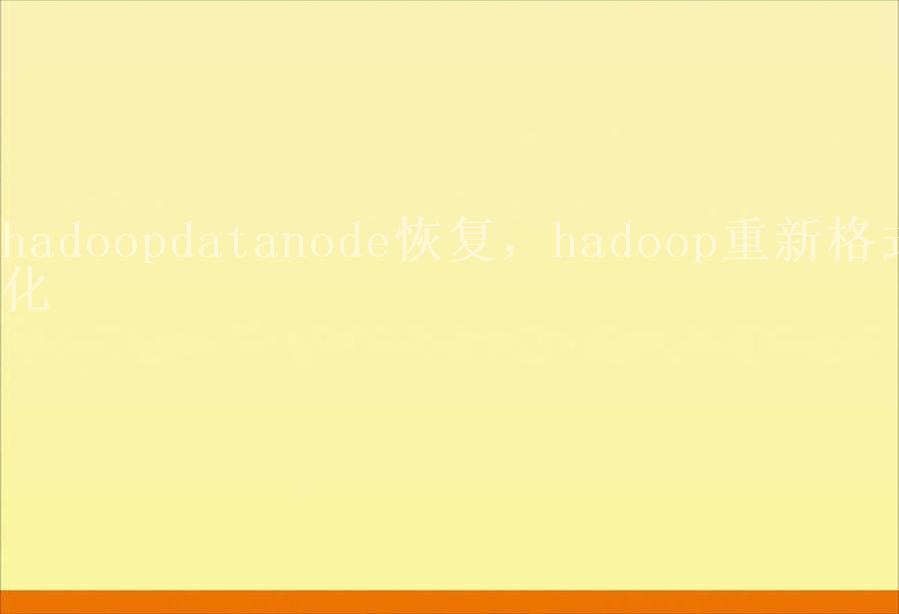 hadoopdatanode恢复，hadoop重新格式化1