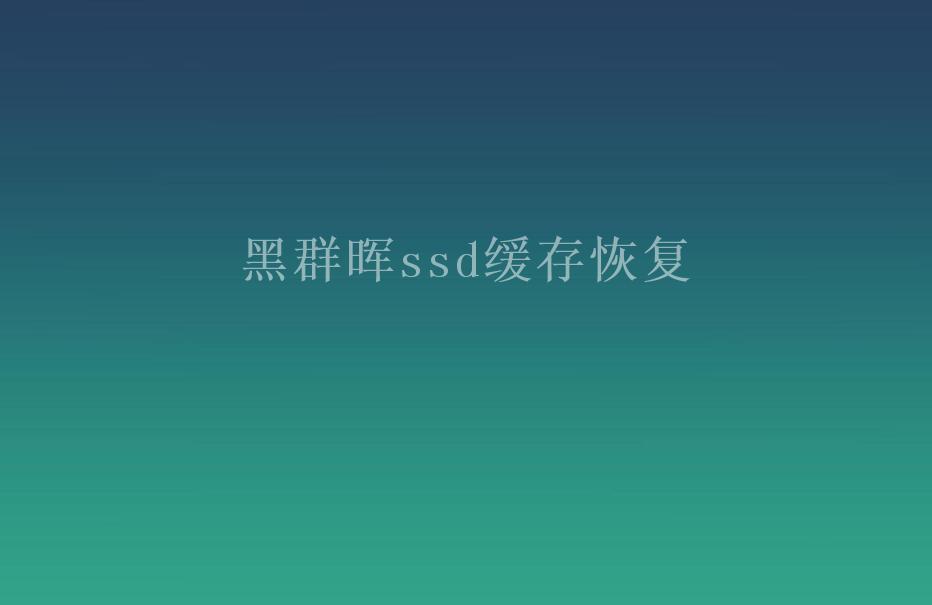 黑群晖ssd缓存恢复2