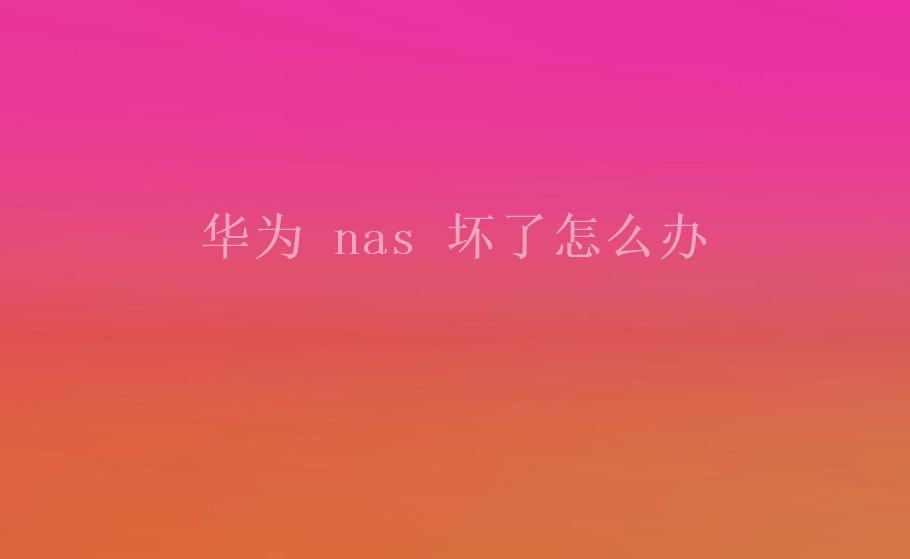 华为 nas 坏了怎么办1