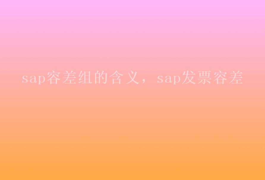 sap容差组的含义，sap发票容差1