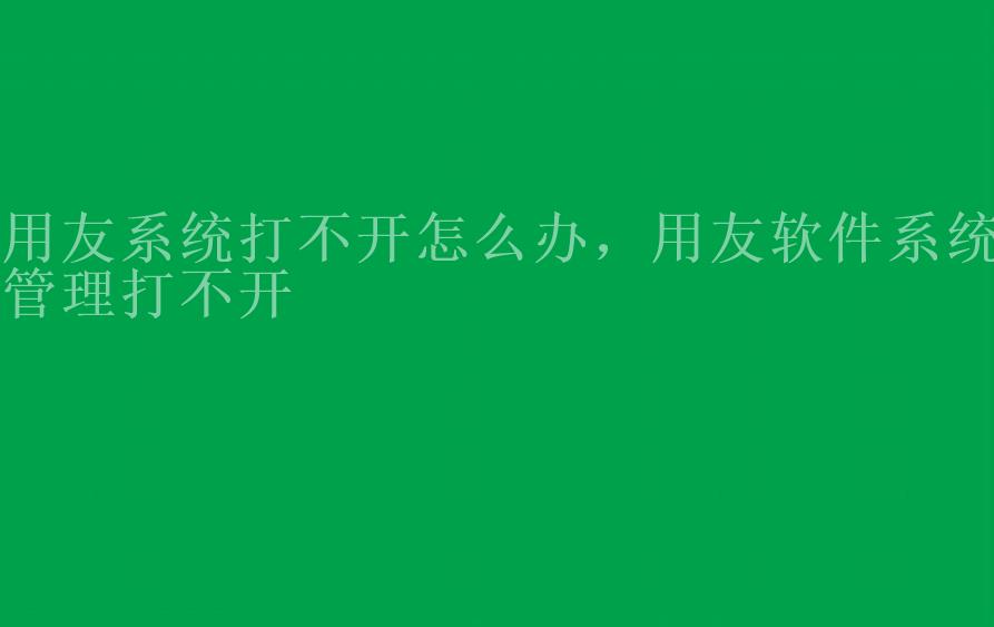 用友系统打不开怎么办，用友软件系统管理打不开2