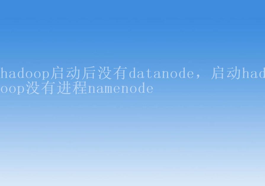 hadoop启动后没有datanode，启动hadoop没有进程namenode1