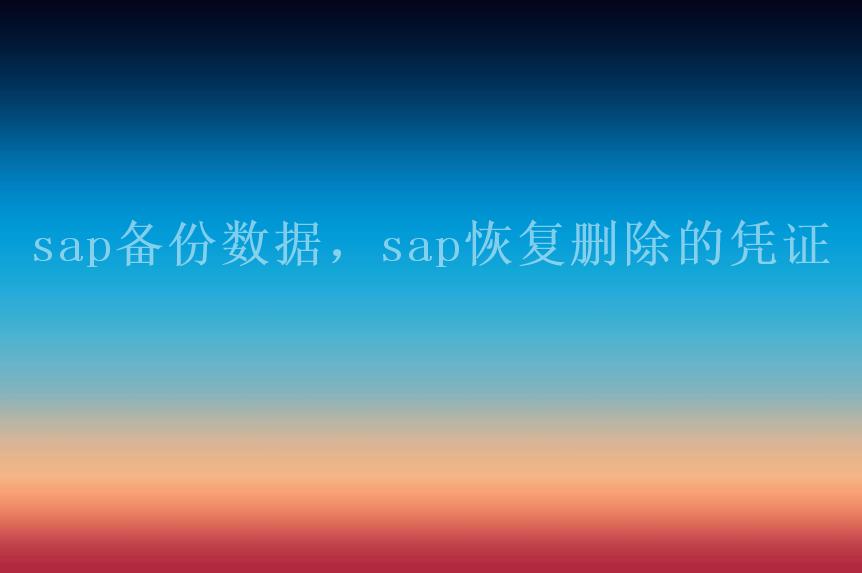 sap备份数据，sap恢复删除的凭证2