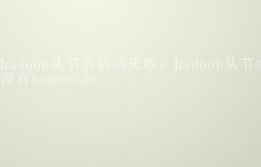 hadoop从节点启动失败，hadoop从节点没有namenode1