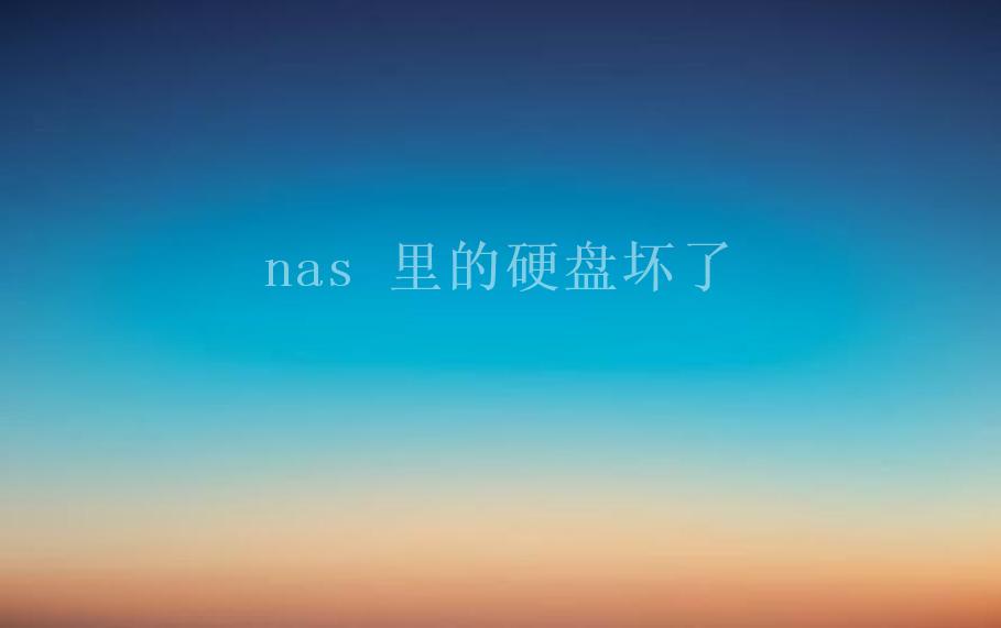 nas 里的硬盘坏了2