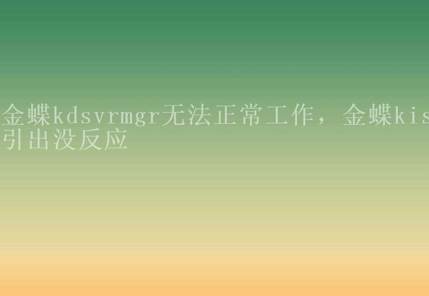 金蝶kdsvrmgr无法正常工作，金蝶kis引出没反应2