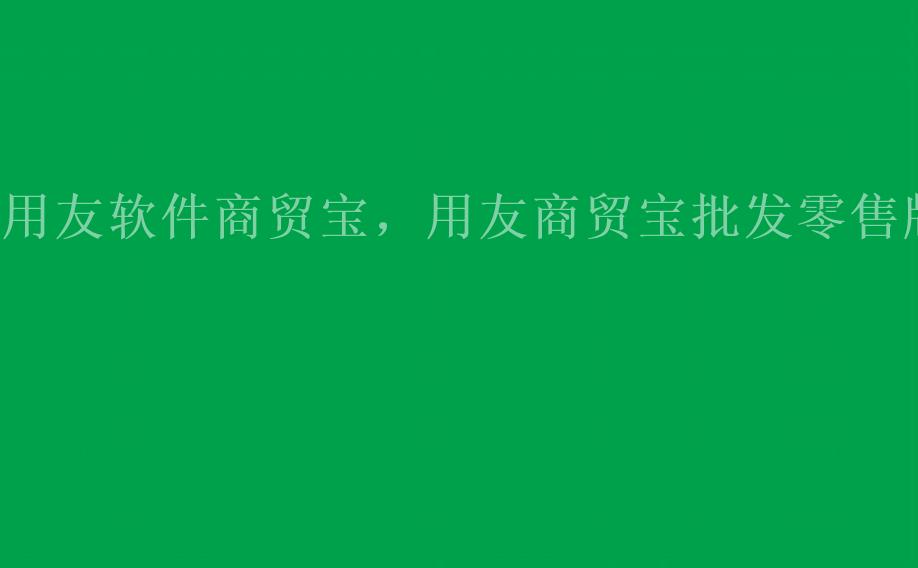 用友软件商贸宝，用友商贸宝批发零售版2