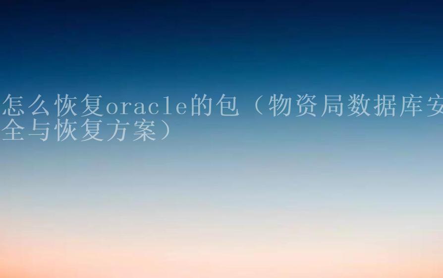 怎么恢复oracle的包（物资局数据库安全与恢复方案）1