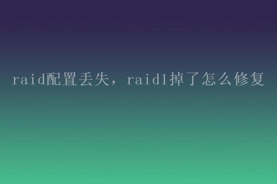 raid配置丢失，raid1掉了怎么修复2