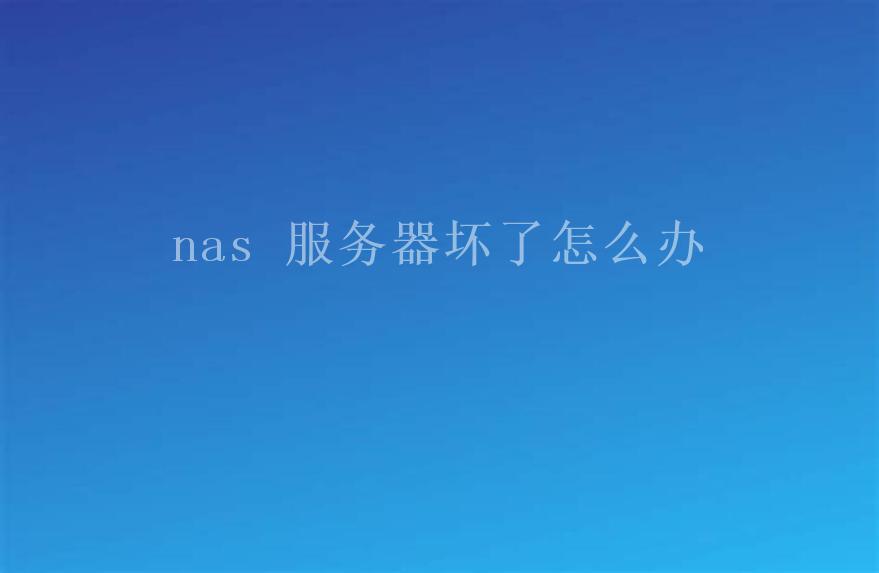 nas 服务器坏了怎么办1