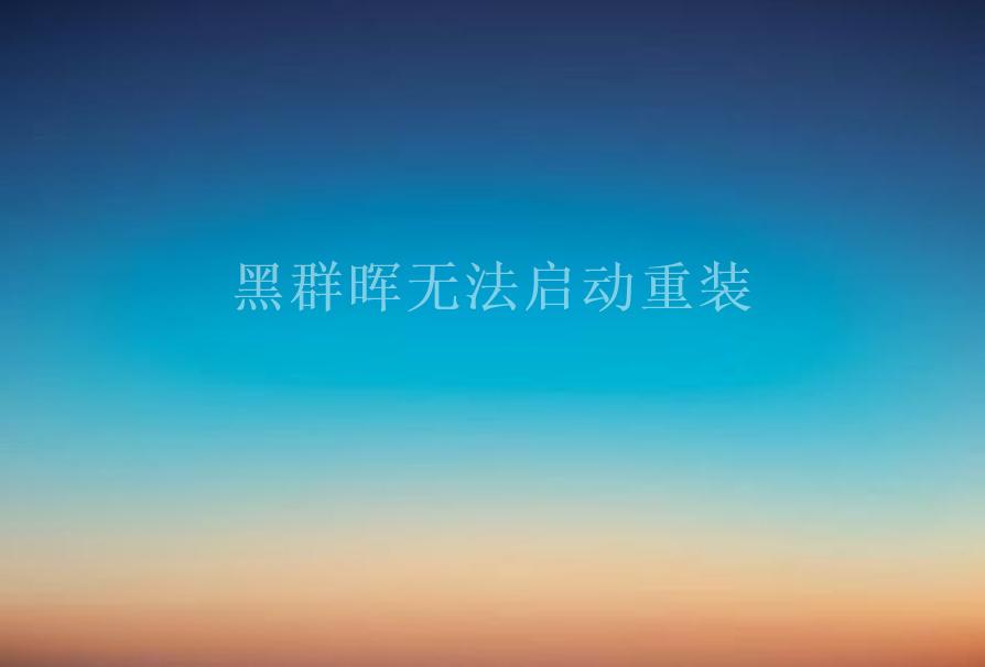 黑群晖无法启动重装1