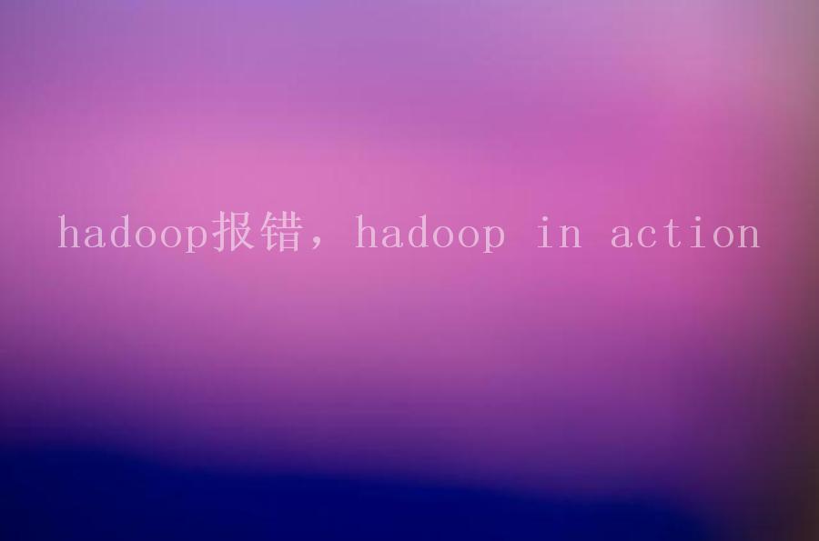 hadoop报错，hadoop in action2