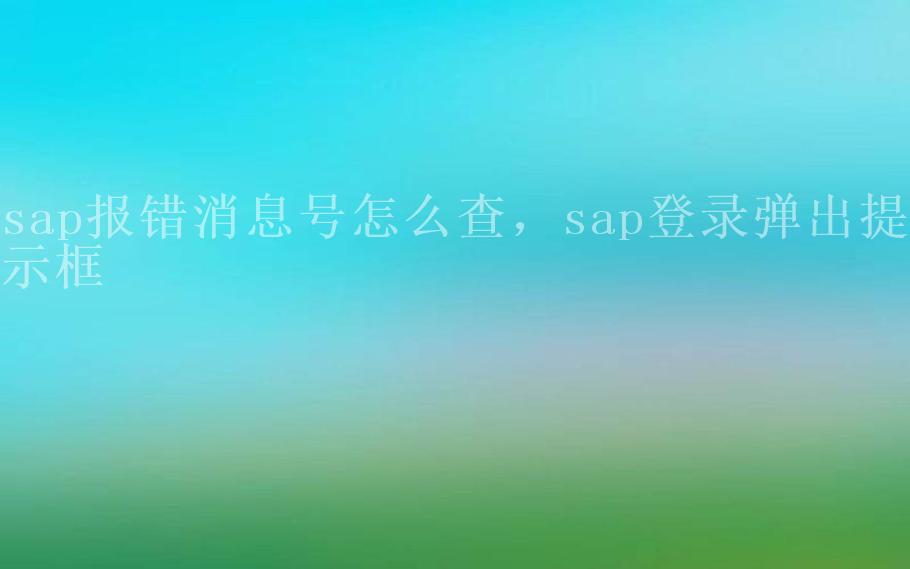 sap报错消息号怎么查，sap登录弹出提示框1