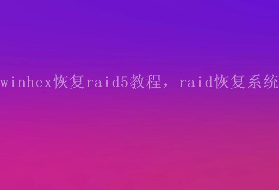 winhex恢复raid5教程，raid恢复系统2