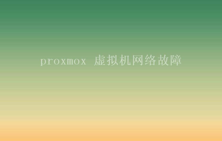 proxmox 虚拟机网络故障2