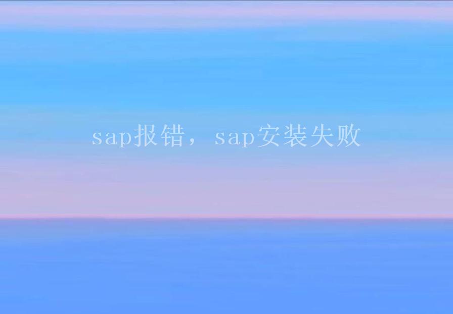 sap报错，sap安装失败2