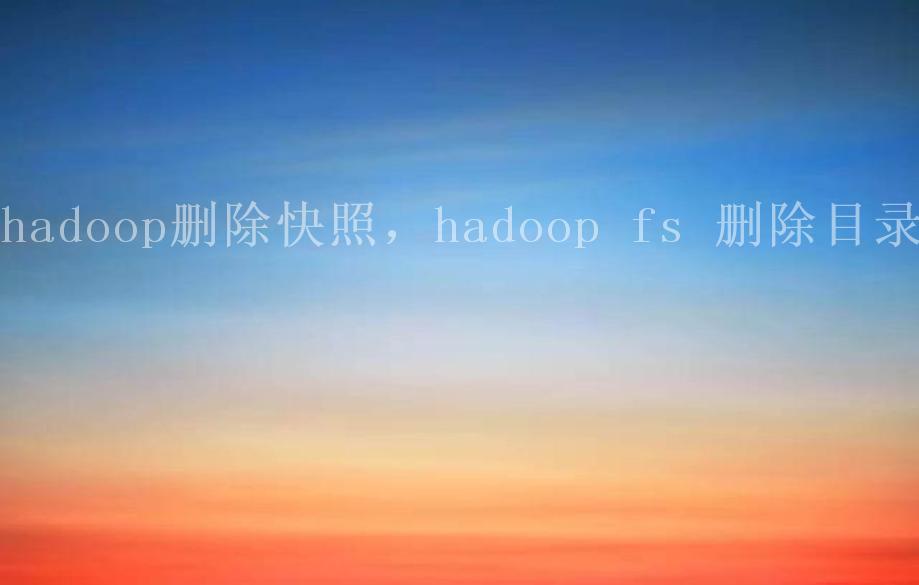 hadoop删除快照，hadoop fs 删除目录1