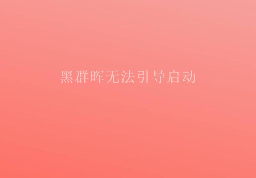 黑群晖无法引导启动2