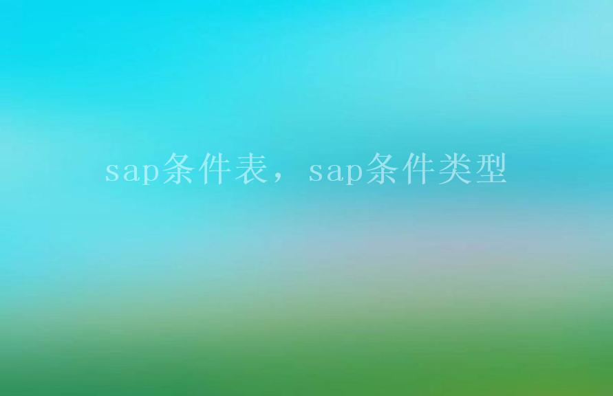 sap条件表，sap条件类型1