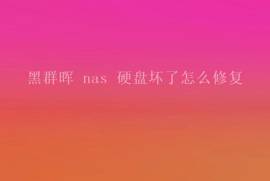 黑群晖 nas 硬盘坏了怎么修复1