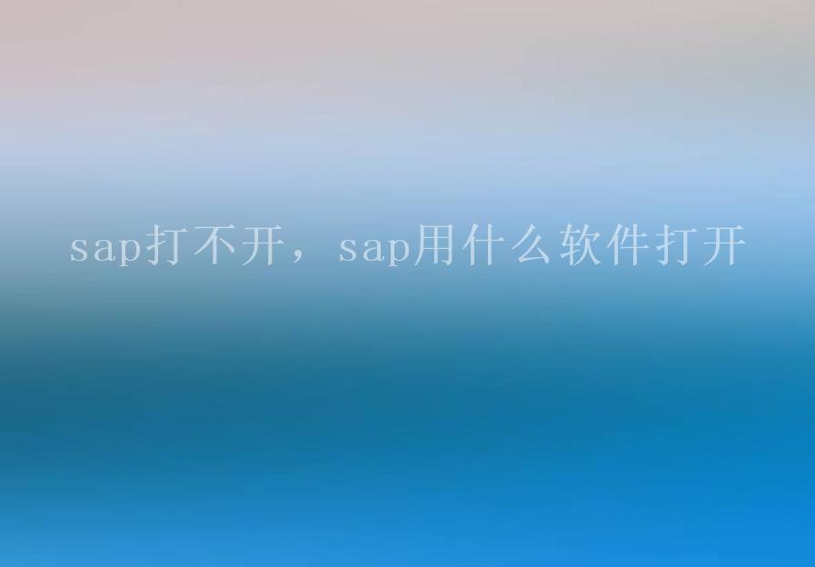 sap打不开，sap用什么软件打开1