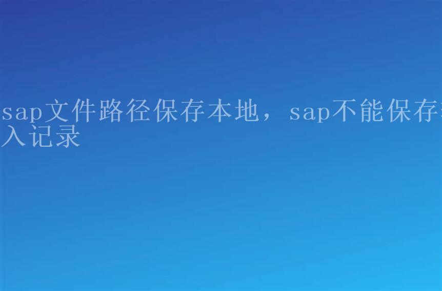 sap文件路径保存本地，sap不能保存输入记录1