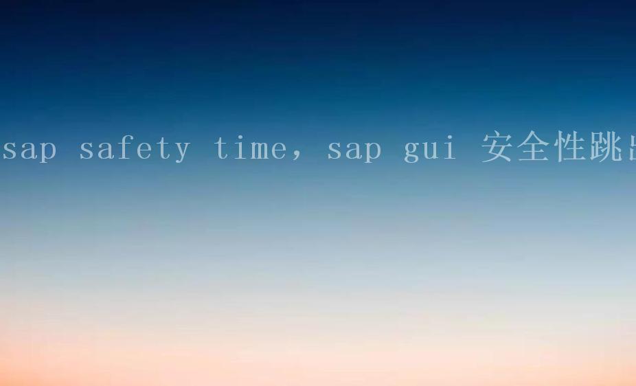 sap safety time，sap gui 安全性跳出1