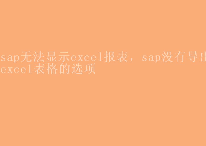 sap无法显示excel报表，sap没有导出excel表格的选项1