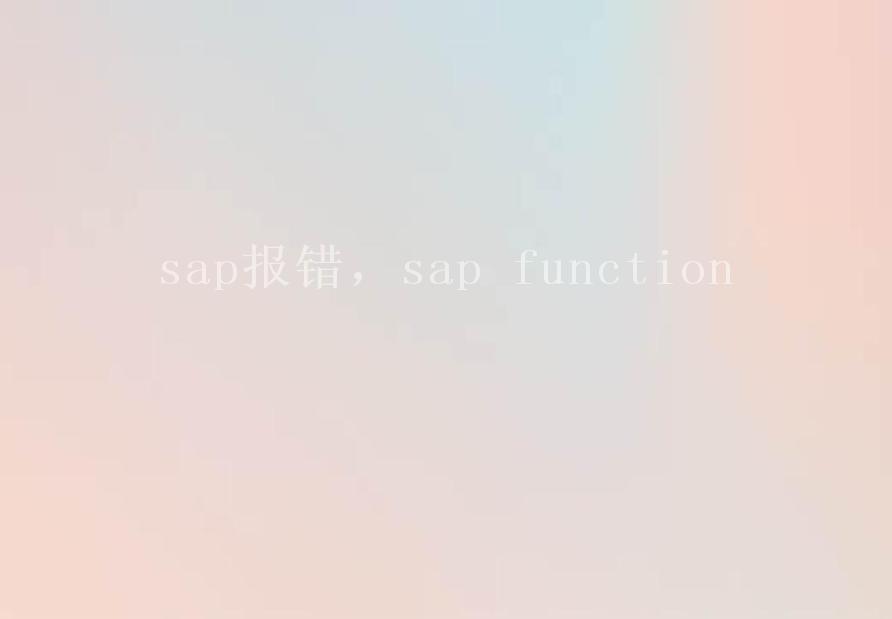 sap报错，sap function1