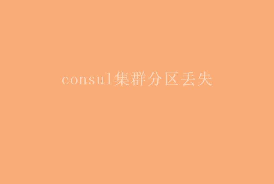 consul集群分区丢失1