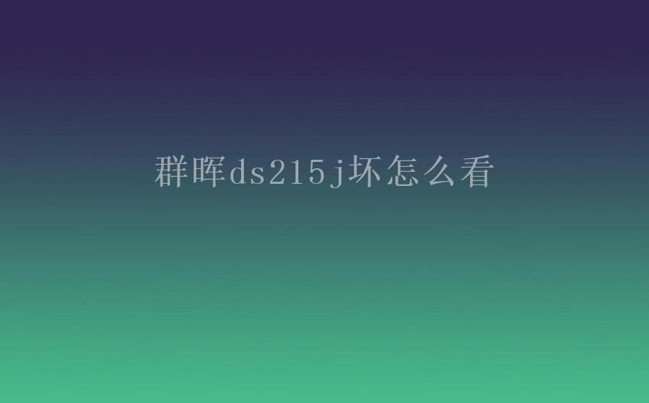 群晖ds215j坏怎么看1