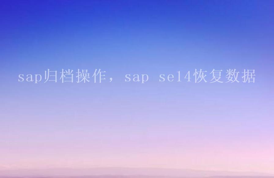 sap归档操作，sap se14恢复数据1